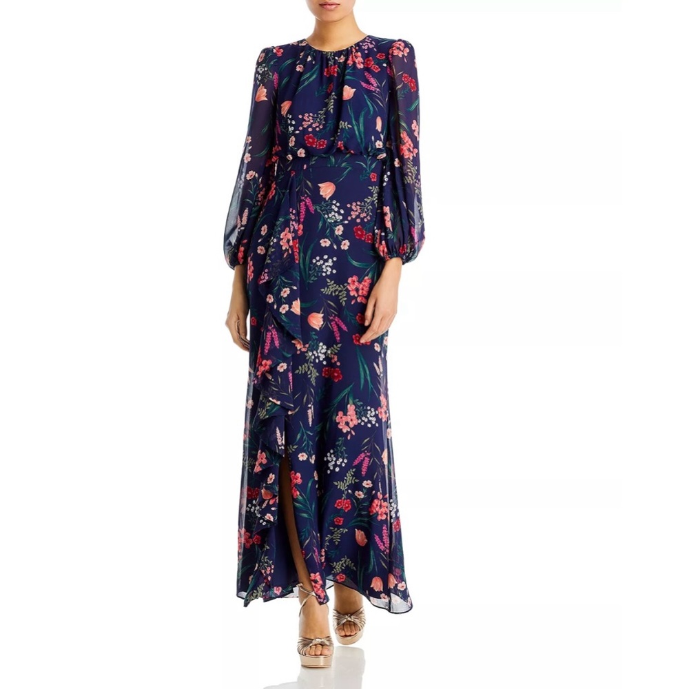 EUC Eliza J Cascading Ruffle Maxi Dress - Navy - Size 14